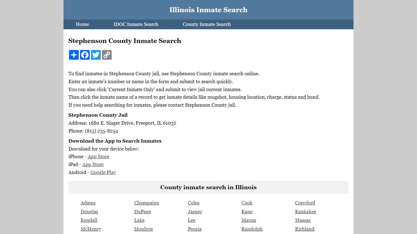 Stephenson County Inmate Search