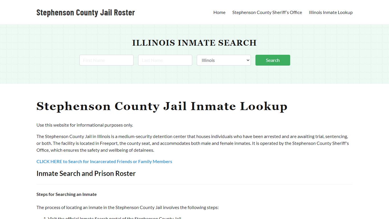 Stephenson County Jail Roster Lookup, IL, Inmate Search