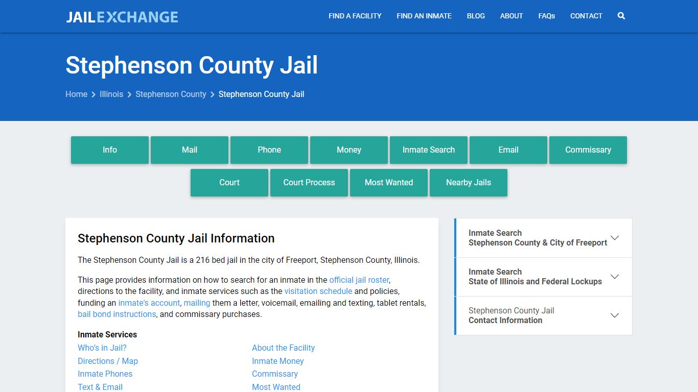 Stephenson County Jail, IL Inmate Search, Information