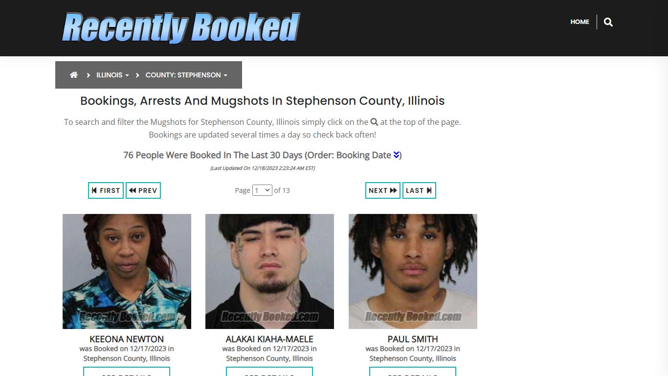 Bookings, Arrests and Mugshots in Stephenson County, Illinois